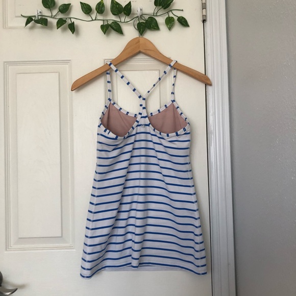 Lululemon Stripped Blue white Power Y tank - Picture 2 of 5